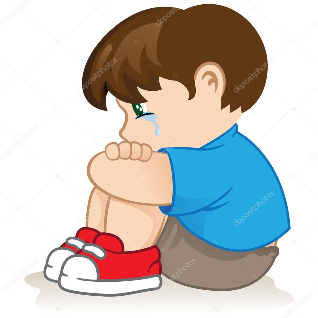 Ilustração de uma criança triste, indefesa, bullying. Ideal para catálogos,  material informativo e institucional imagem vetorial de Lcosmo© 100364882
